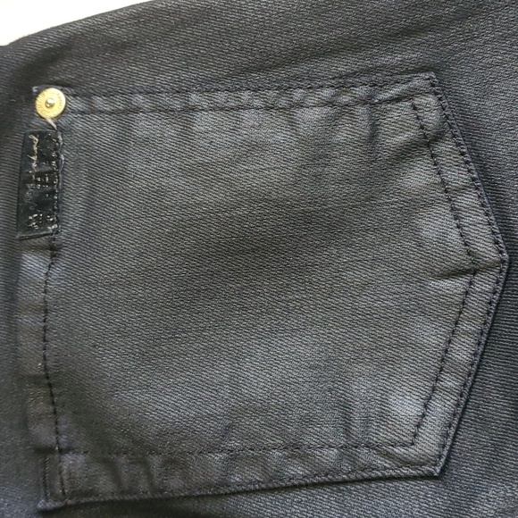 7 for all mankind jeans women's size 00 size 24 black zippered ankle wax… - Picture 11 of 16